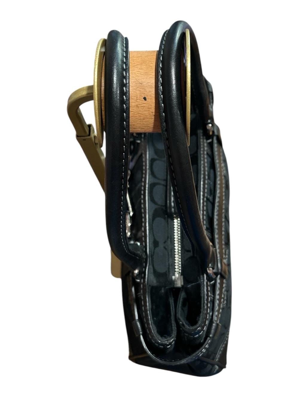 Coach Black Signature Canvas Satchel with Silver Hardware - Picture 5 of 9